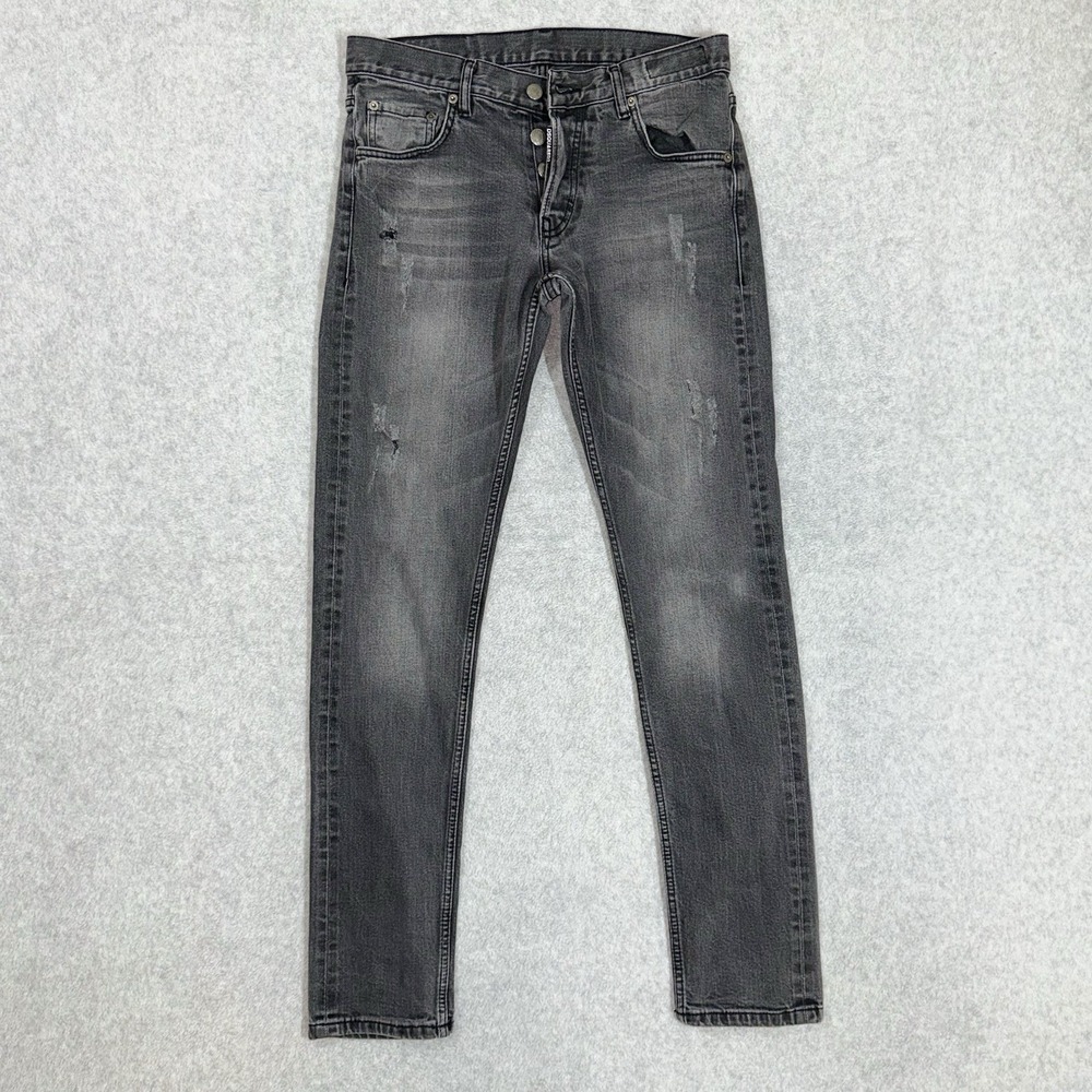 DSQUARED2 Icon Slim Jeans Mens 44‎ 30x32 Faded Black Distressed Selvedge Italy